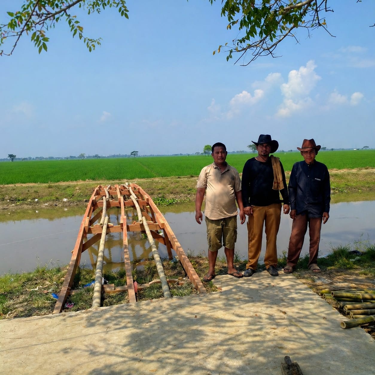 Gapoktan Desa Kertaraharja Bangun Jembatan Darurat, Petani Harapkan Dukungan Pemerintah